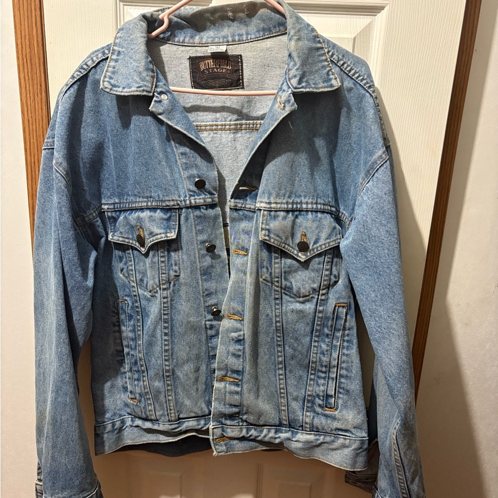 Butterfield Stage Gibson Distressed Vintage Light Blue Jean Jacket for Women